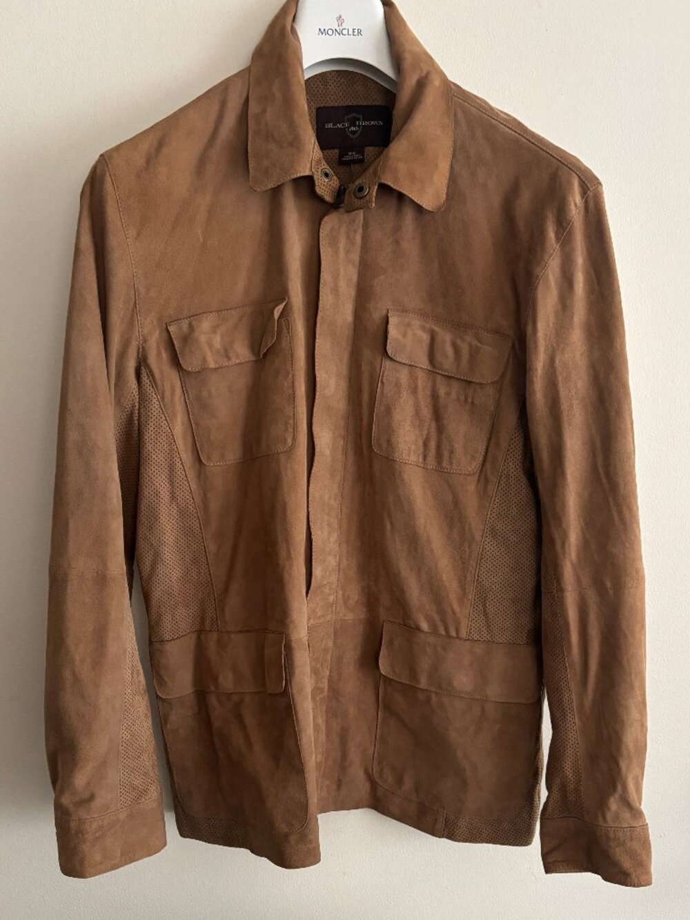 $398 BNWT Black Brown 1826 Tan Suede Field Jacket - Medium
